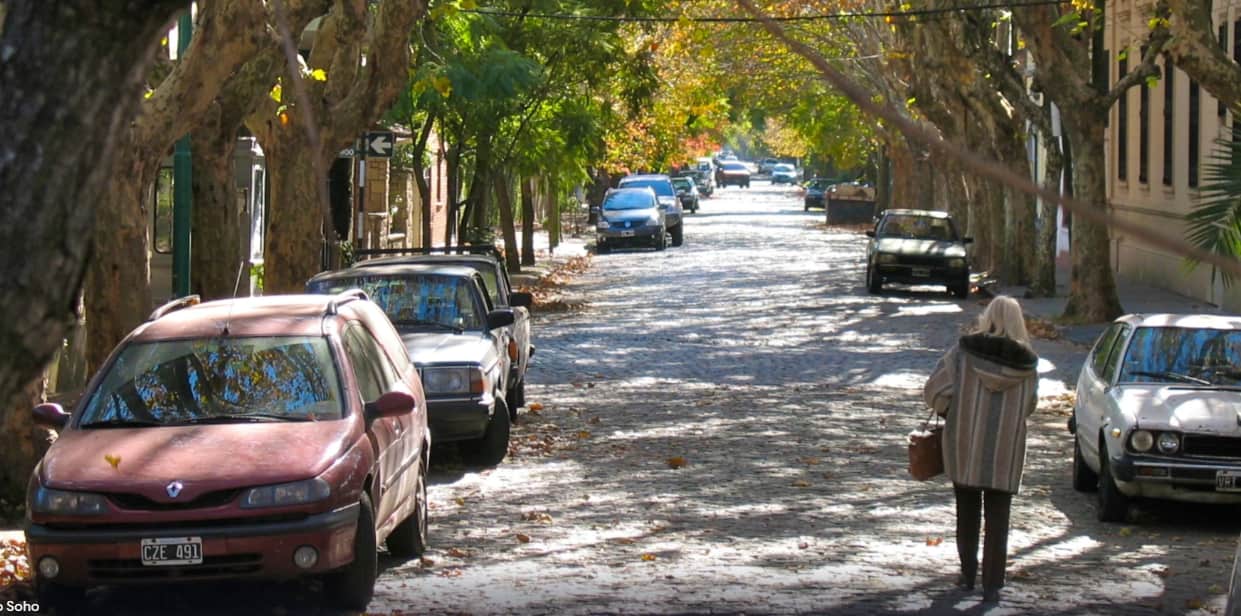 Calle arbolada en Palermo Soho, Buenos Aires — miniflete en Palermo